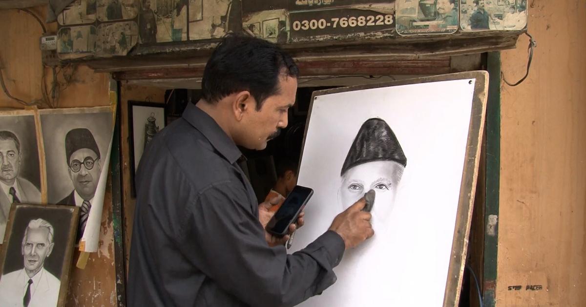 Faisalabad: A bicycle mechanic who has been making portraits for 25 years