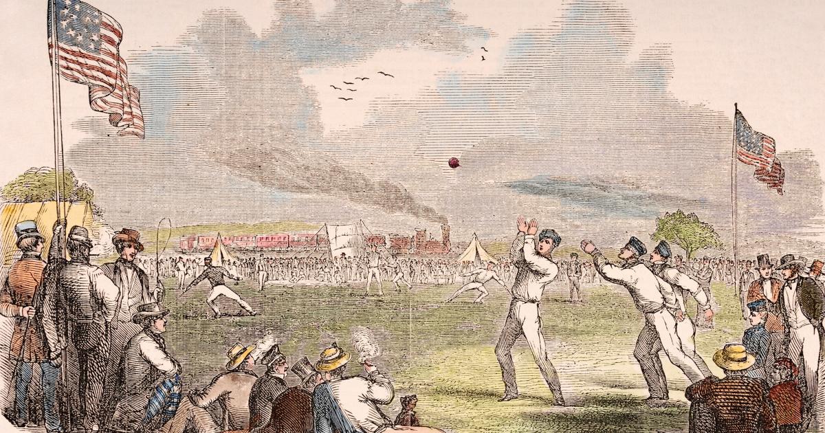 A cricket match in New York in 1844, watched by 20,000 spectators