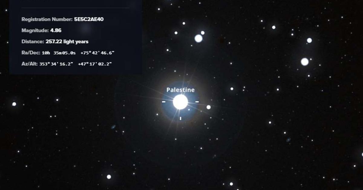 A brilliant star within the sky was named ‘Palestine’