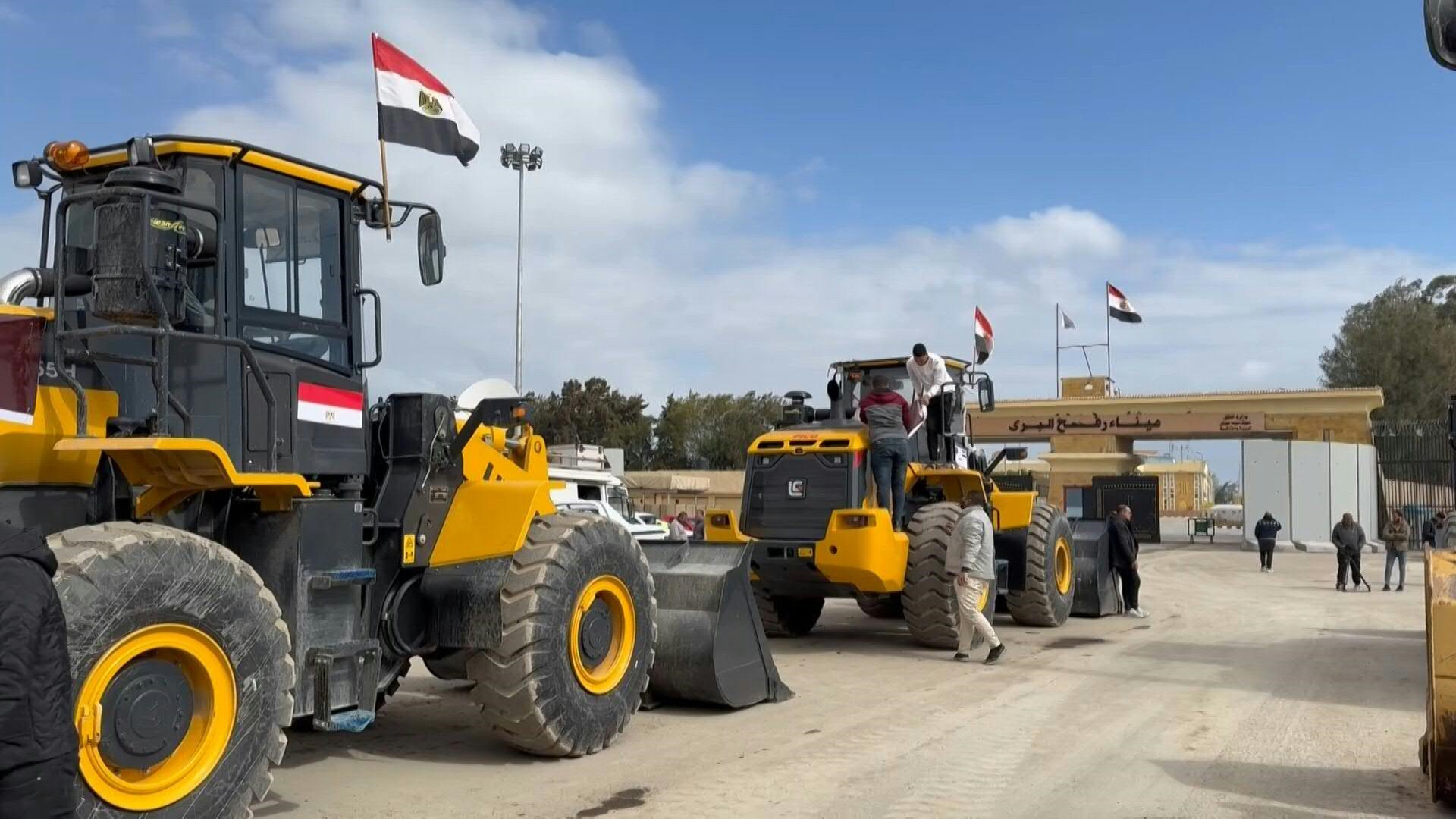 Bulldozers Construction Equipment At Rafah Crossing 